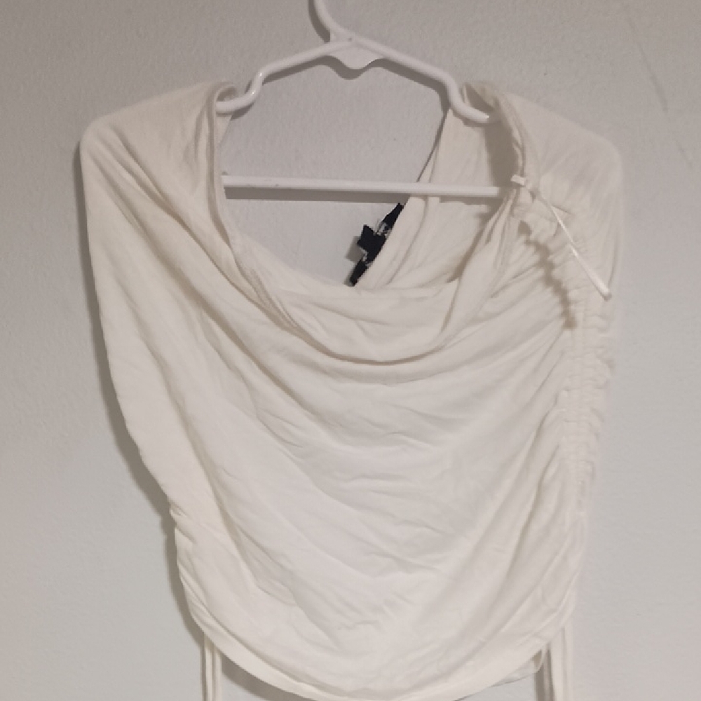 Ambiance White Draped Blouse